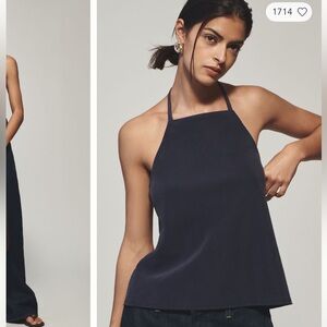 Anthropologie Maeve Linen Blend square neck halter top